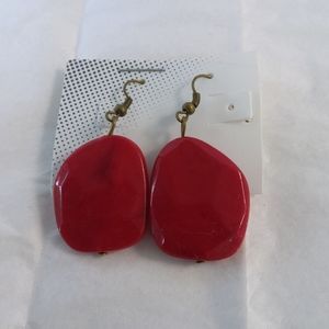 Red Faux Stone Drop Earrings